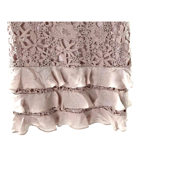 PARKER ZAHARA DUSTY PINK SLEEVELESSLACE RUFFLE MINI DRESS - Picture 3 of 7